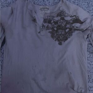 Aeropostale Gray Long Sleeve Tee with Graphic Design Y2K